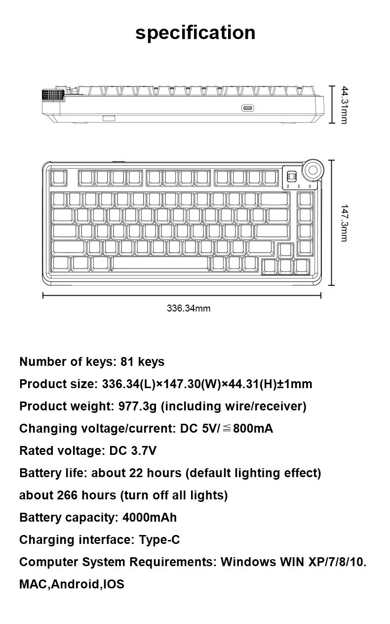 Геймърска механична клавиатура Aula Wireless Gaming Mechanical Keyboard AU75 - Bloomfield Switch [Linear] (English US), Beige