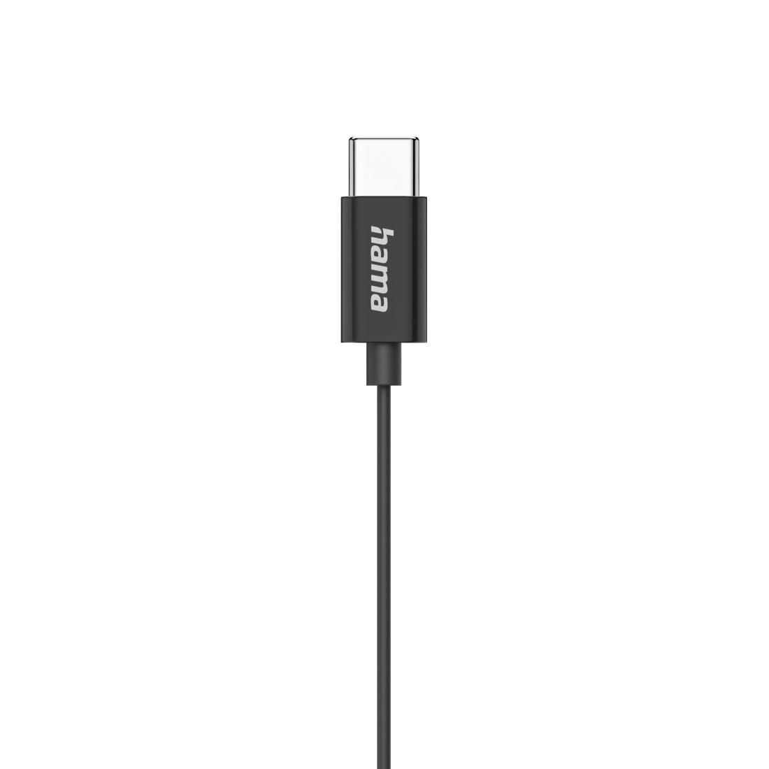 HAMA Слушалки "Classy", USB-C, накрайници, микрофон, защита от прегъване на кабела, черни