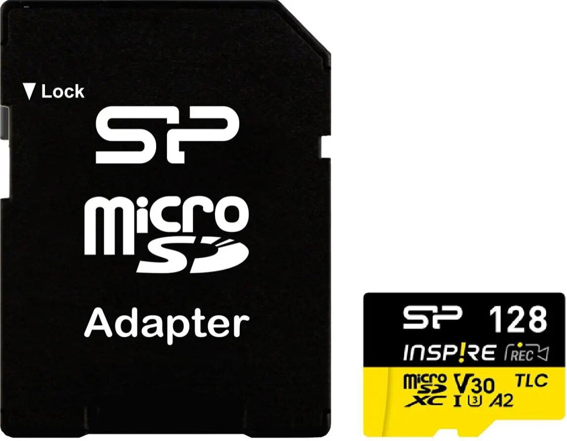 Carte mémoire Silicon Power microSDXC Inspire 128GB, Class 10, UHS-I U3, V30, A1, A2 avec adaptateur SD