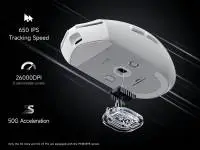 MCHOSE професионална геймърска мишка G3 V2 White - Wireless Gaming Mouse - 1K, Omron Mechanical