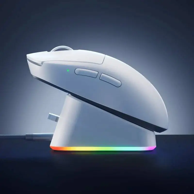 MCHOSE професионална геймърска мишка A7 V2 Ultra White - Wireless Gaming Mouse - Dual 8K, Omron Mechanical