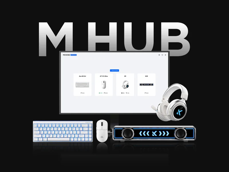 MCHOSE професионална геймърска мишка A7 V2 Ultra White - Wireless Gaming Mouse - Dual 8K, Omron Mechanical