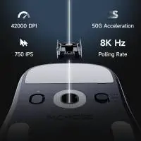 MCHOSE професионална геймърска мишка A7 V2 Ultra Black - Wireless Gaming Mouse - Dual 8K, Omron Mechanical