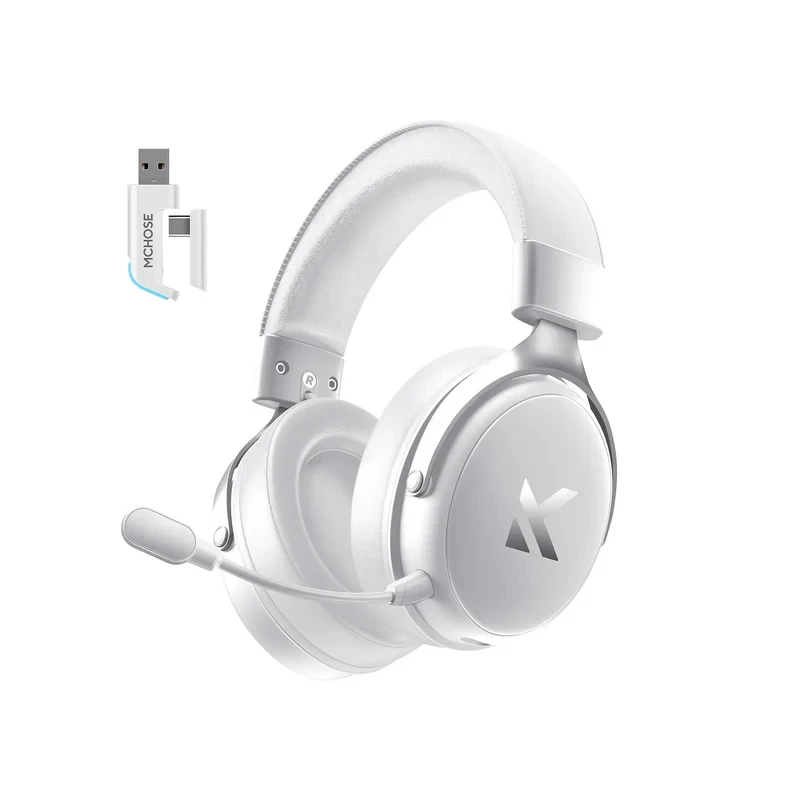 MCHOSE безжични геймърски слушалки Wireless Gaming Headphones - V9 Pro Icy White - Bluetooth , 2.4G
