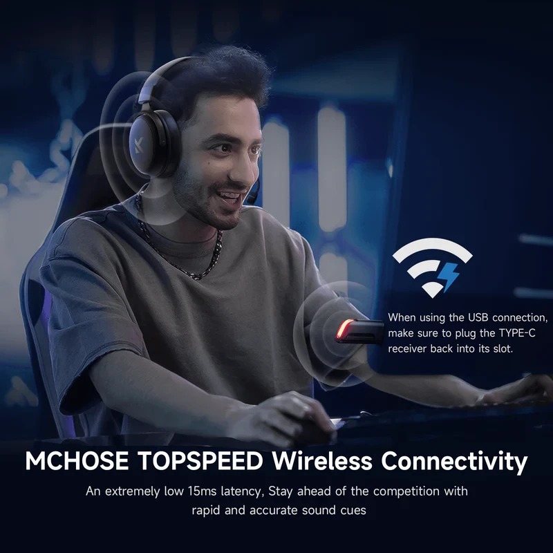 MCHOSE безжични геймърски слушалки Wireless Gaming Headphones - V9 Pro Icy White - Bluetooth , 2.4G
