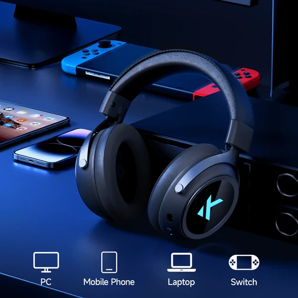 MCHOSE безжични геймърски слушалки Wireless Gaming Headphones - V9 Pro Icy White - Bluetooth , 2.4G