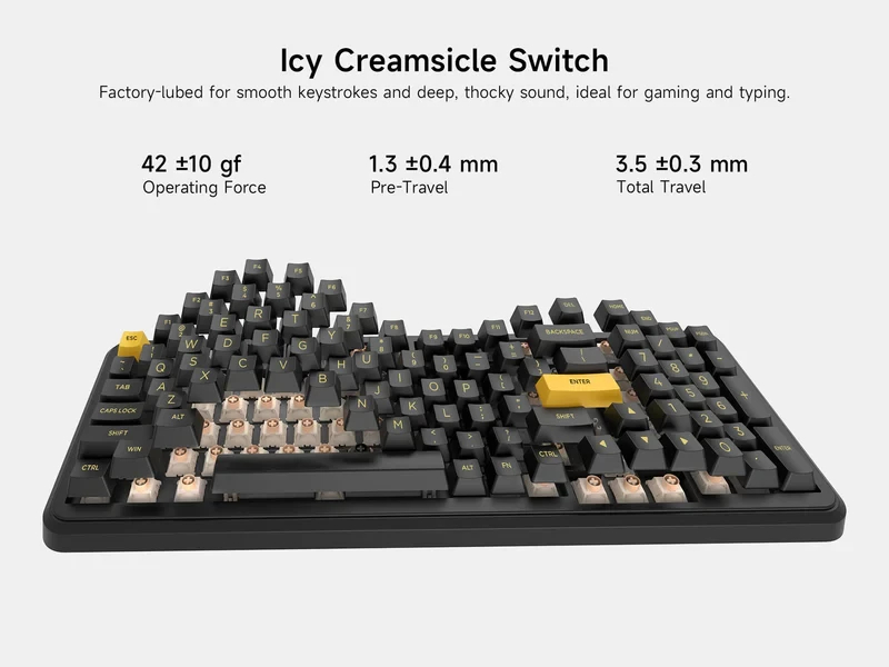 MCHOSE геймърска механична клавиатура Wireless Gaming Mechanical Keyboard MC-K99 V3 - Icy Creamsicle Switch [Linear] (English US), Glacier Gradient