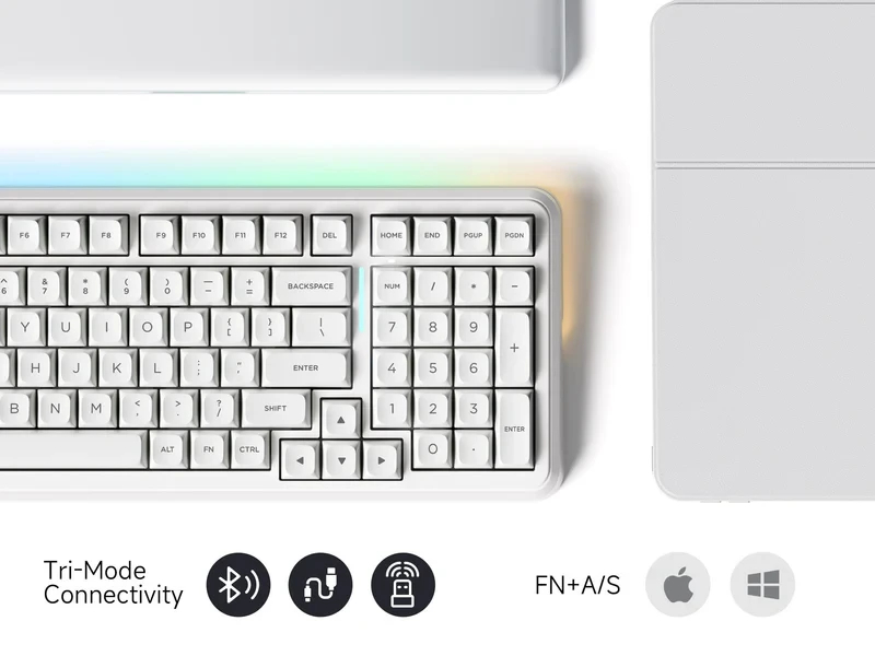MCHOSE геймърска механична клавиатура Wireless Gaming Mechanical Keyboard MC-K99 V3 - Icy Creamsicle Switch [Linear] (English US), Glacier Gradient