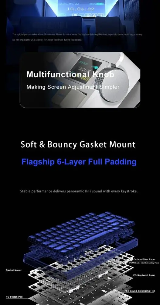 Aula геймърска механична клавиатура Wireless Gaming Mechanical Keyboard NOVA 75 - Star Vector Switch [Linear] (English US), White