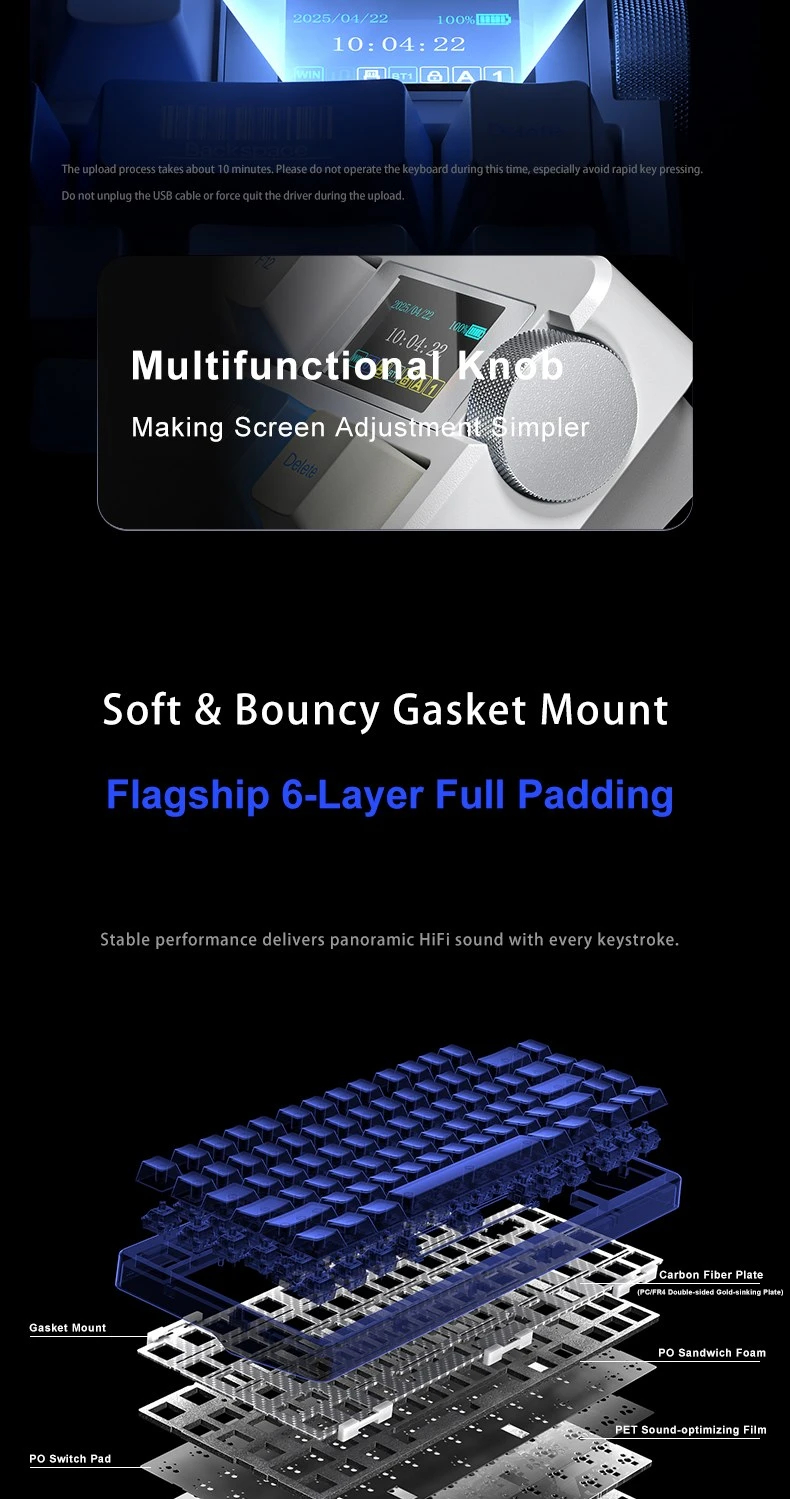 Aula геймърска механична клавиатура Wireless Gaming Mechanical Keyboard NOVA 75 - Star Vector Switch [Linear] (English US), White