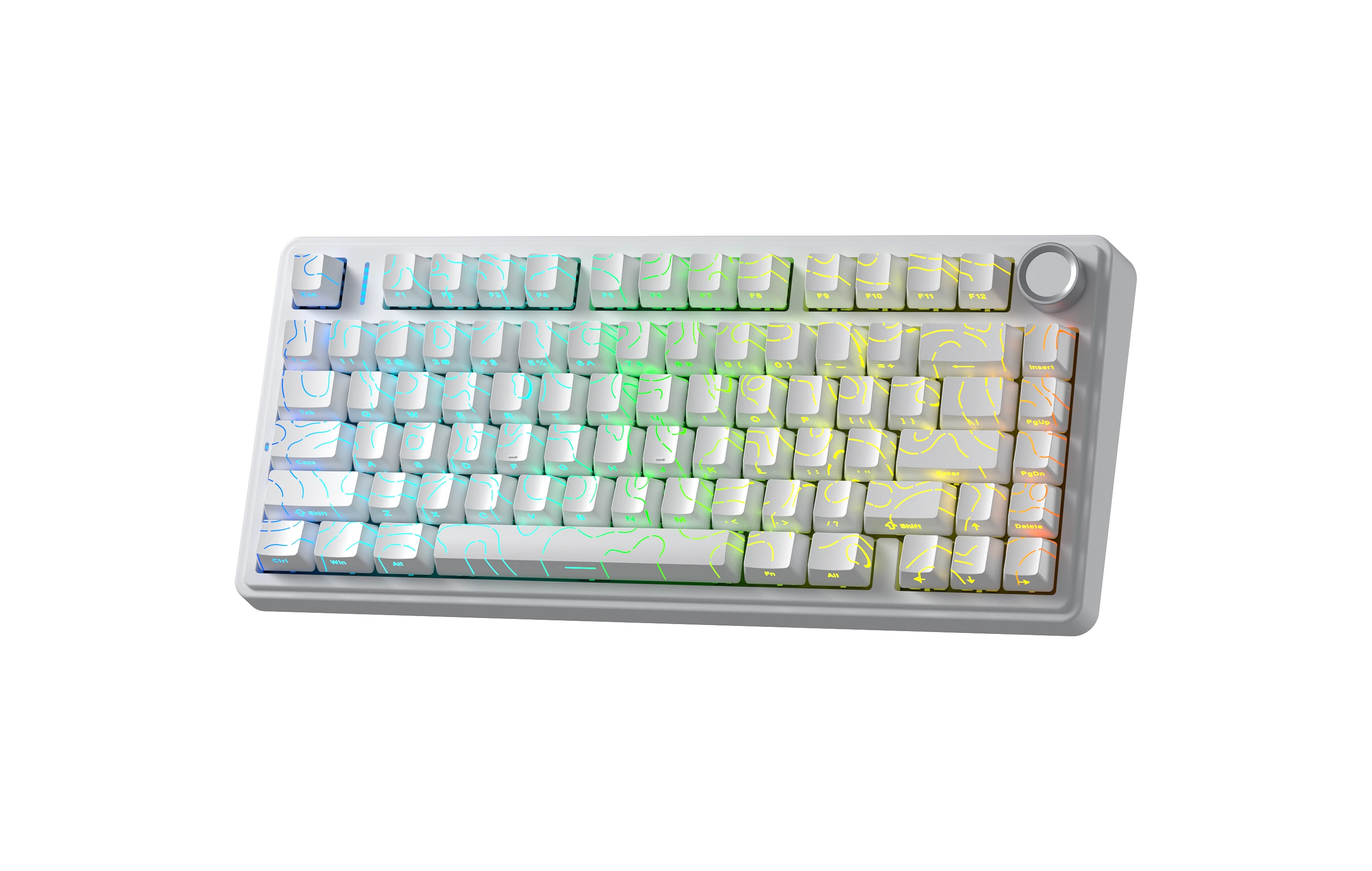 Aula геймърска механична клавиатура Wireless Gaming Mechanical Keyboard F75HE - Black King Magnetic Switch [Linear] (English US), White