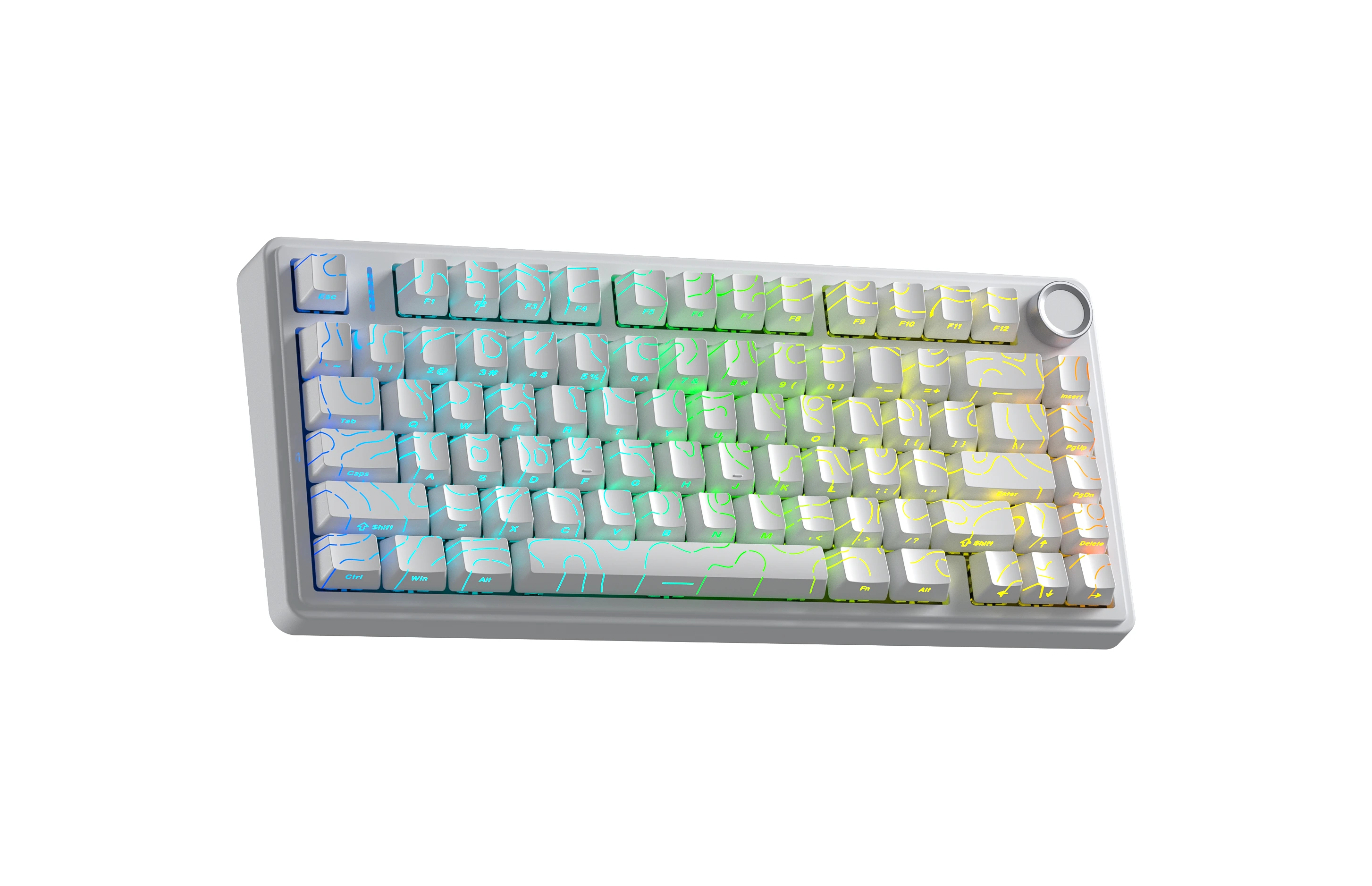 Aula геймърска механична клавиатура Wireless Gaming Mechanical Keyboard F75HE - Black King Magnetic Switch [Linear] (English US), White