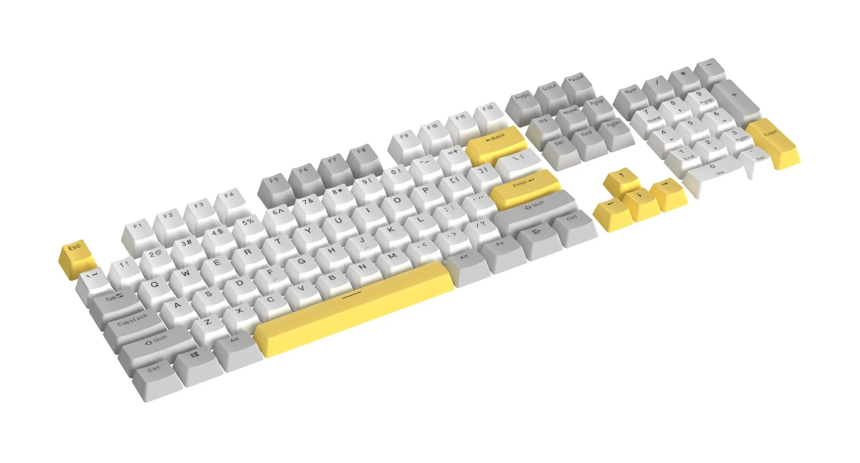 Marvo капачки за клавиатура Custom Keycap Set PBT, 104 keys, White, Yellow, Gray - MARVO-KP-04-YL