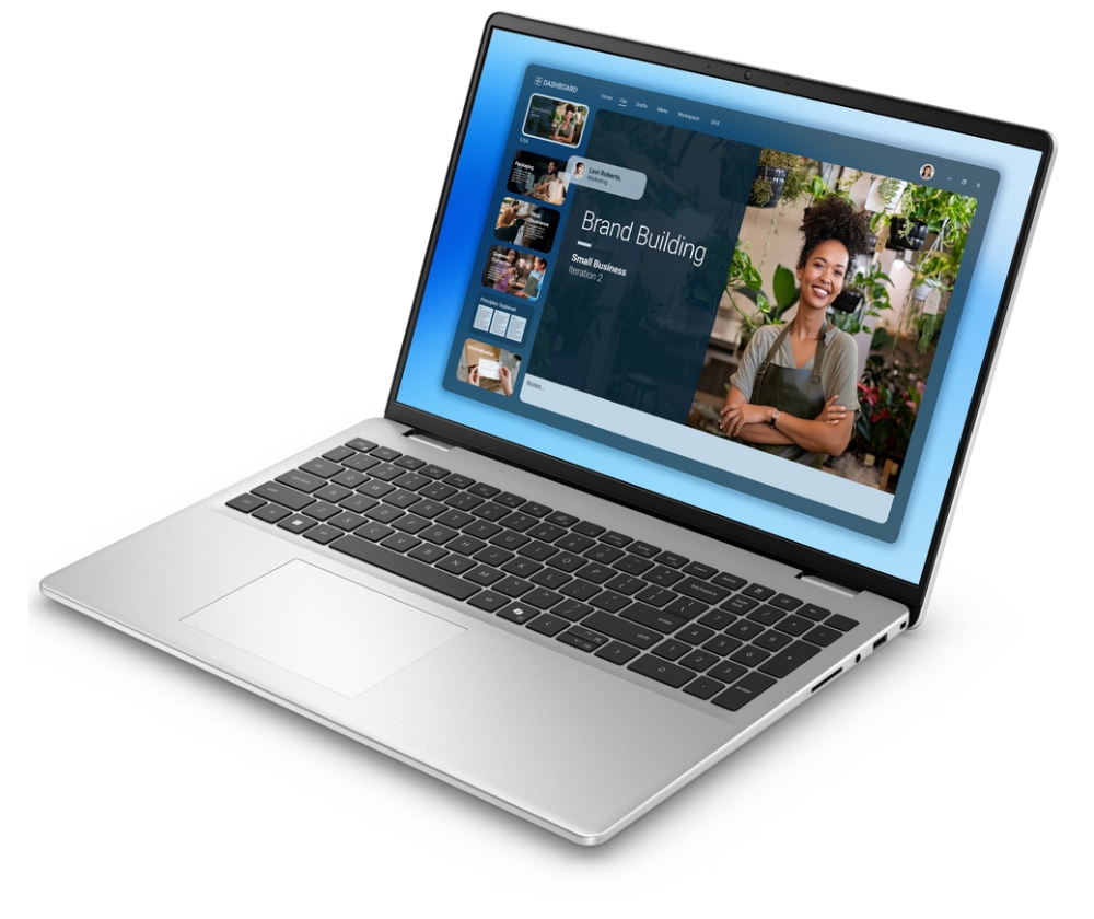 Лаптоп Dell 16 DC16251, Intel Core 7 150U (10 cores, up to 5.4 GHz), 16.0" FHD+(1920x1200) AG 300nits, 16GB, 2x8GB, DDR5, 5200 MT/s, 512GB M.2 PCIe, Intel Graphics, Cam, FPR, Wi-Fi 6E, Backlit Kb, Win 11 Pro, Silver, Aluminium, 3Y PS