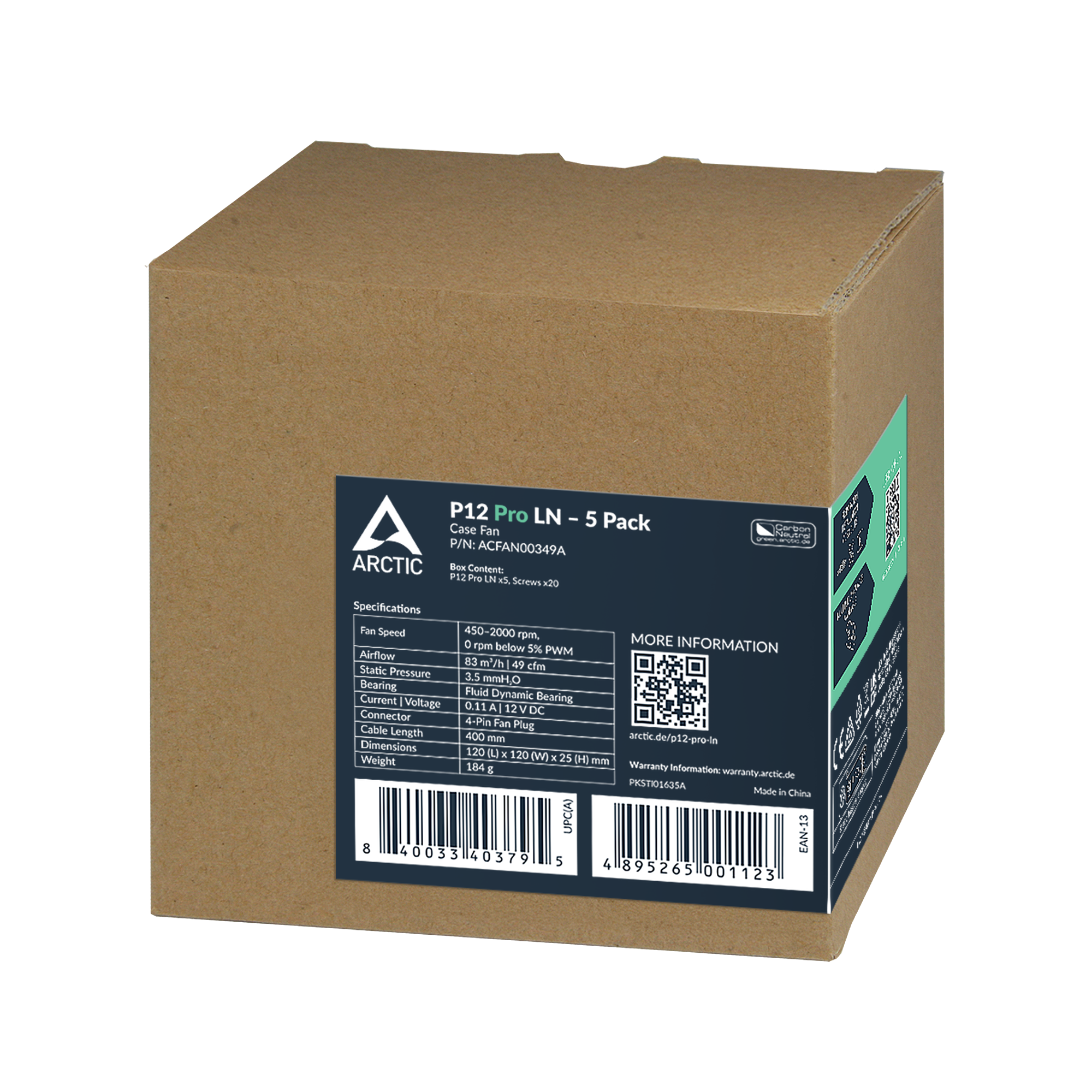 Комплект вентилатори ARCTIC P12 Pro LN 120mm PWM 5-Pack