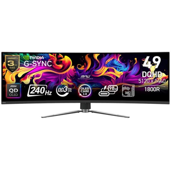 Монитор MSI MPG 491CQPX QD-OLED, 5120 x 1440, 240Hz, 0.03ms, USB Type-C, G-SYNC Compatible