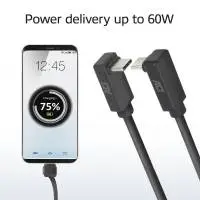 ACT Кабел USB-C 10Gbps, 60W, 1м, конектори на 90&deg; up/down angled
