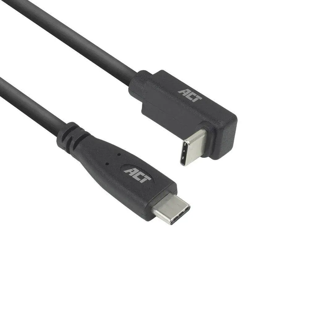 ACT Câble USB-C - USB-C, 10Gbps, 60W, 1 m, connecteurs - un droit et un à 90° incliné haut/bas