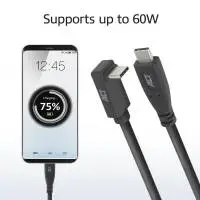 ACT Кабел USB-C - USB-C, 10Gbps, 60W, 0.5 м, конектори - 1x прав и 1x на 90&deg; up/down angled