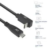 ACT Кабел USB-C - USB-C, 10Gbps, 60W, 0.5 м, конектори - 1x прав и 1x на 90&deg; up/down angled
