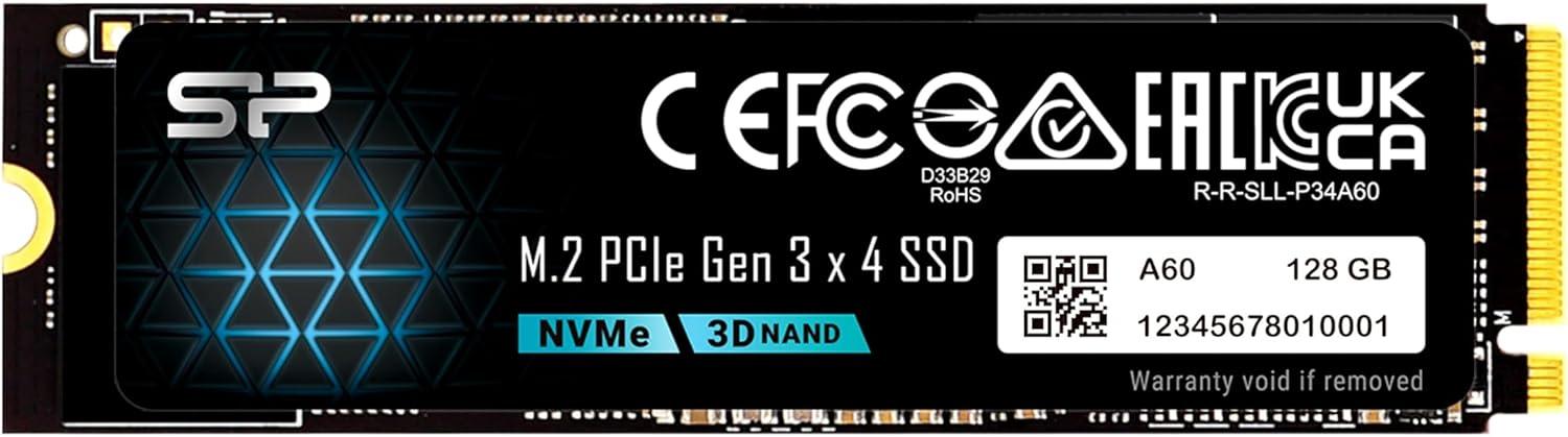 Диск SSD Silicon Power 128GB A60 M.2-2280 PCIe Gen 3x4 NVMe- SP128GBP34A60M28