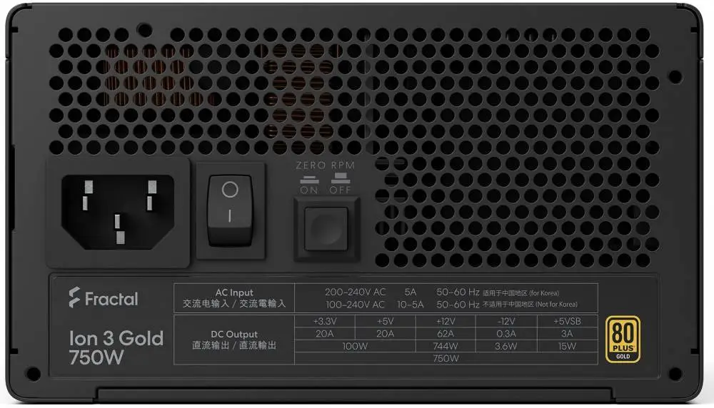 Захранване Fractal ION 3 Gold 850W, 80 Plus Gold PSU ATX 3.1, PCIe Gen5 - FD-P-IA3G-850-EU