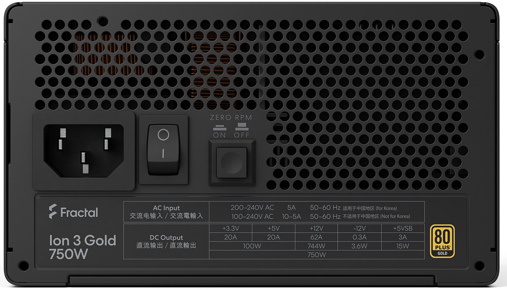 Захранване Fractal ION 3 Gold 850W, 80 Plus Gold PSU ATX 3.1, PCIe Gen5 - FD-P-IA3G-850-EU