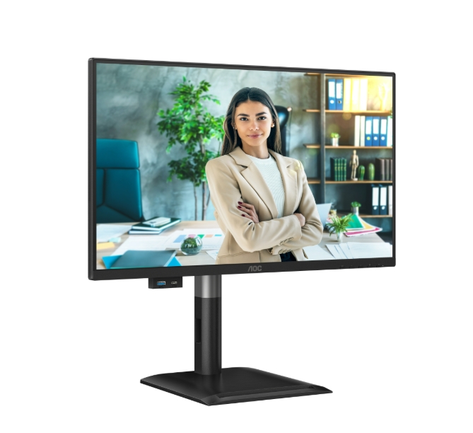 Монитор AOC 24P4U, 23.8" IPS WLED, 1920x1080@120Hz, 4ms GtG, 300cd m/2, 1500:1, 20M:1, Adaptive Sync, Anti Blue Light, FlickerFree, 2Wx2, Tilt, Height Adjust, Pivot, Swivel, D-SUB, HDMI, DP, USB hub