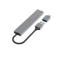 HAMA USB хъб, 4 порта, USB 3.2 Gen 1, 5 Gbit/s, ултратънък, вкл. USB-C адаптер