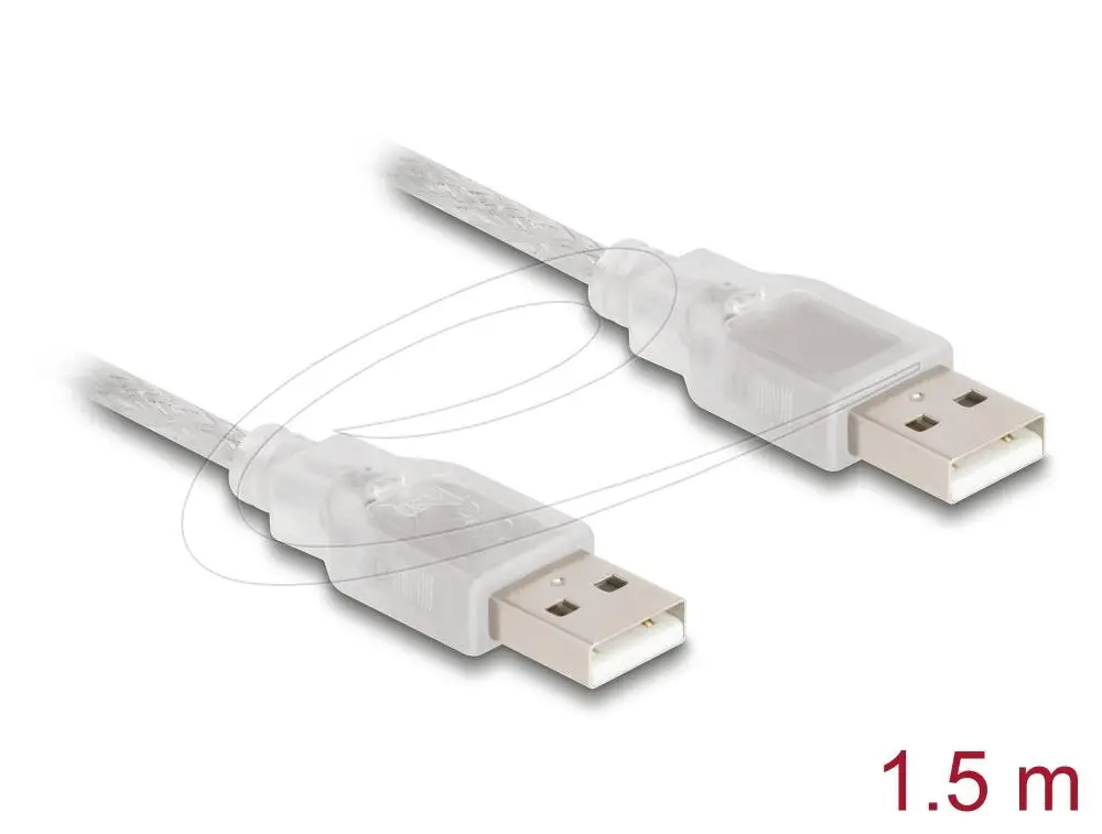 Кабел Delock USB-A мъжко - USB-A мъжко 1.5 m, прозрачен