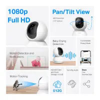 Домашна охранителна WiFi камера TP-Link Tapo C200P2, Pan/Tilt - 2 Броя
