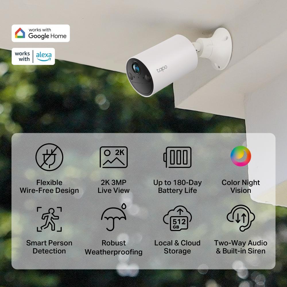 Охранителна WiFi камера TP-Link Tapo C410, Външен/вътрешен монтаж - 4 Броя
