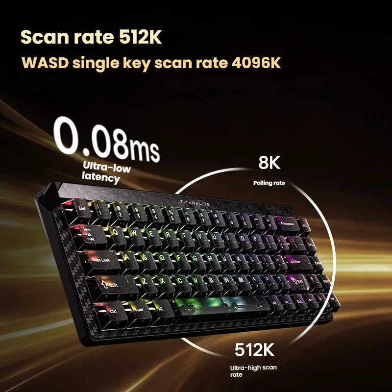 Madlions професионална геймърска механична клавиатура Professional Gaming Mechanical Keyboard TITAN 68 TURBO - 8K, Magnetic Fuguang Switches (English US), Blac