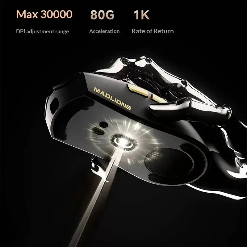 Madlions професионална геймърска мишка Wireless Gaming Mouse M3 Pro - 1K, Mad Catz Custom Sensor, White