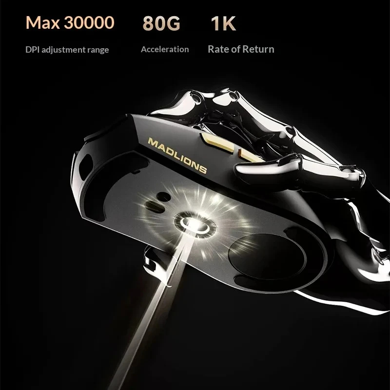 Madlions професионална геймърска мишка Wireless Gaming Mouse M3 Pro - 1K, Mad Catz Custom Sensor, White