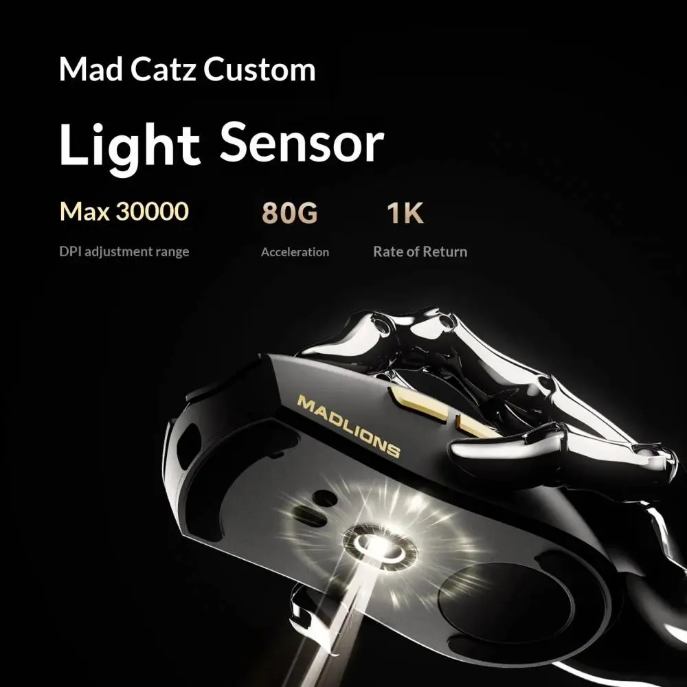 Madlions професионална геймърска мишка Wireless Gaming Mouse M3 Pro - 1K, Mad Catz Custom Sensor, White