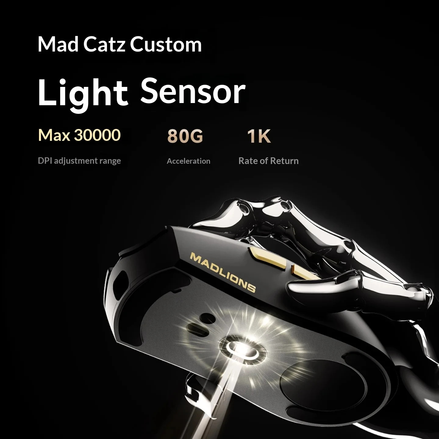 Madlions професионална геймърска мишка Wireless Gaming Mouse M3 Pro - 1K, Mad Catz Custom Sensor, White