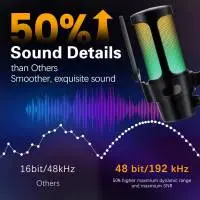 VCom Геймърски микрофон Gaming USB Microphone - VCOM-M902 Black - USB, RGB