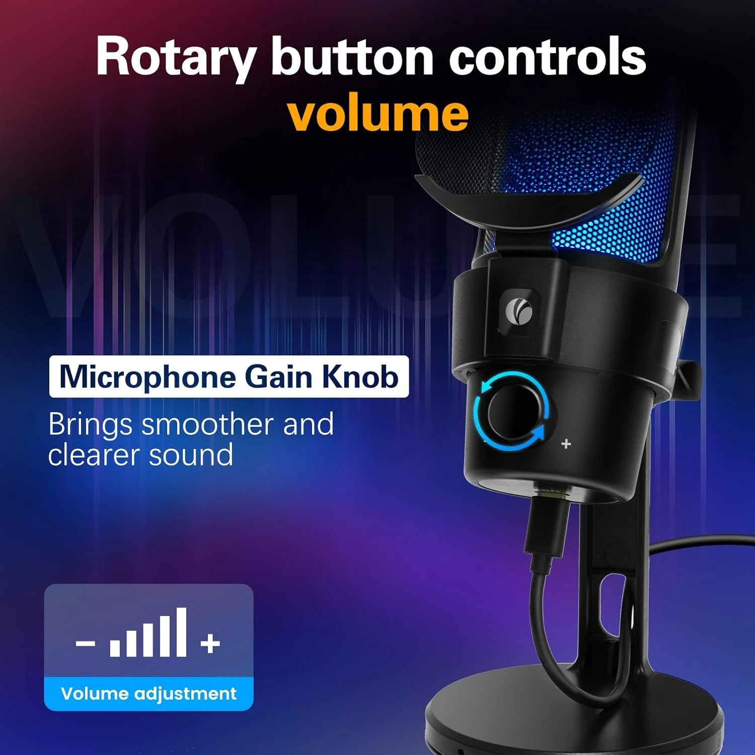 VCom Геймърски микрофон Gaming USB Microphone - VCOM-M902 Black - USB, RGB