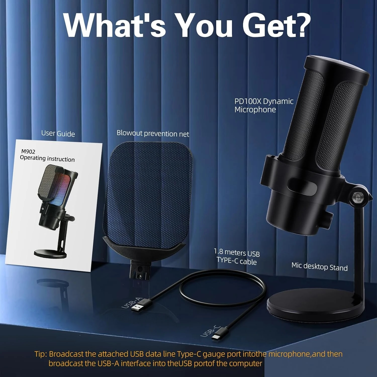 VCom Геймърски микрофон Gaming USB Microphone - VCOM-M902 Black - USB, RGB