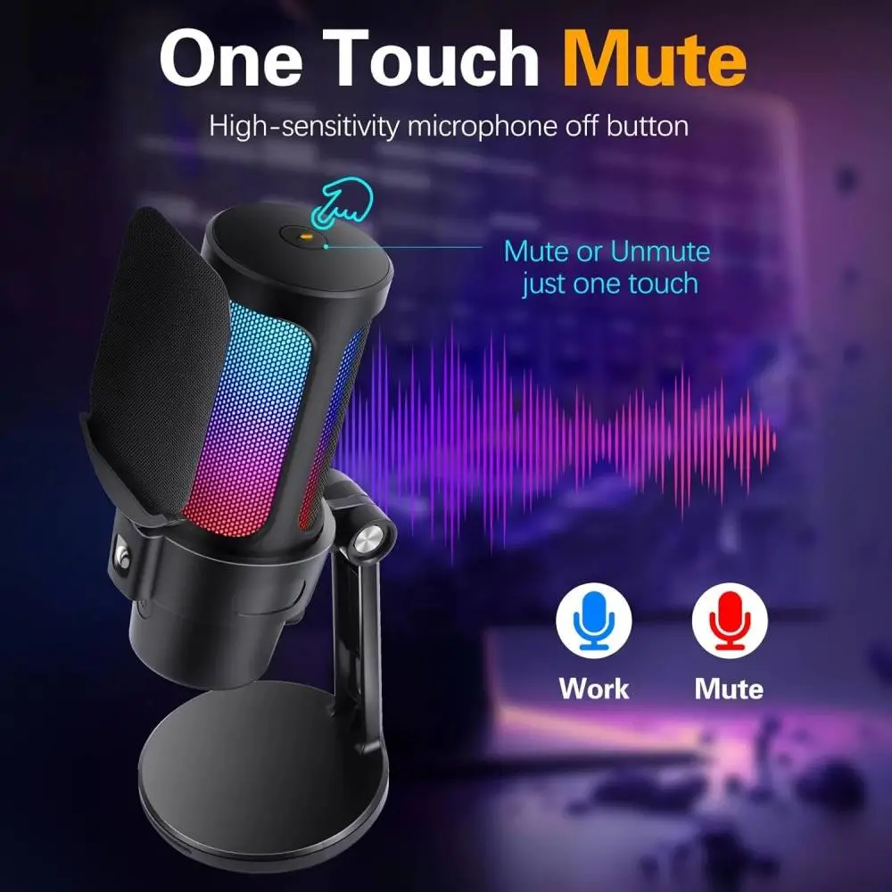 VCom Геймърски микрофон Gaming USB Microphone - VCOM-M902 Black - USB, RGB
