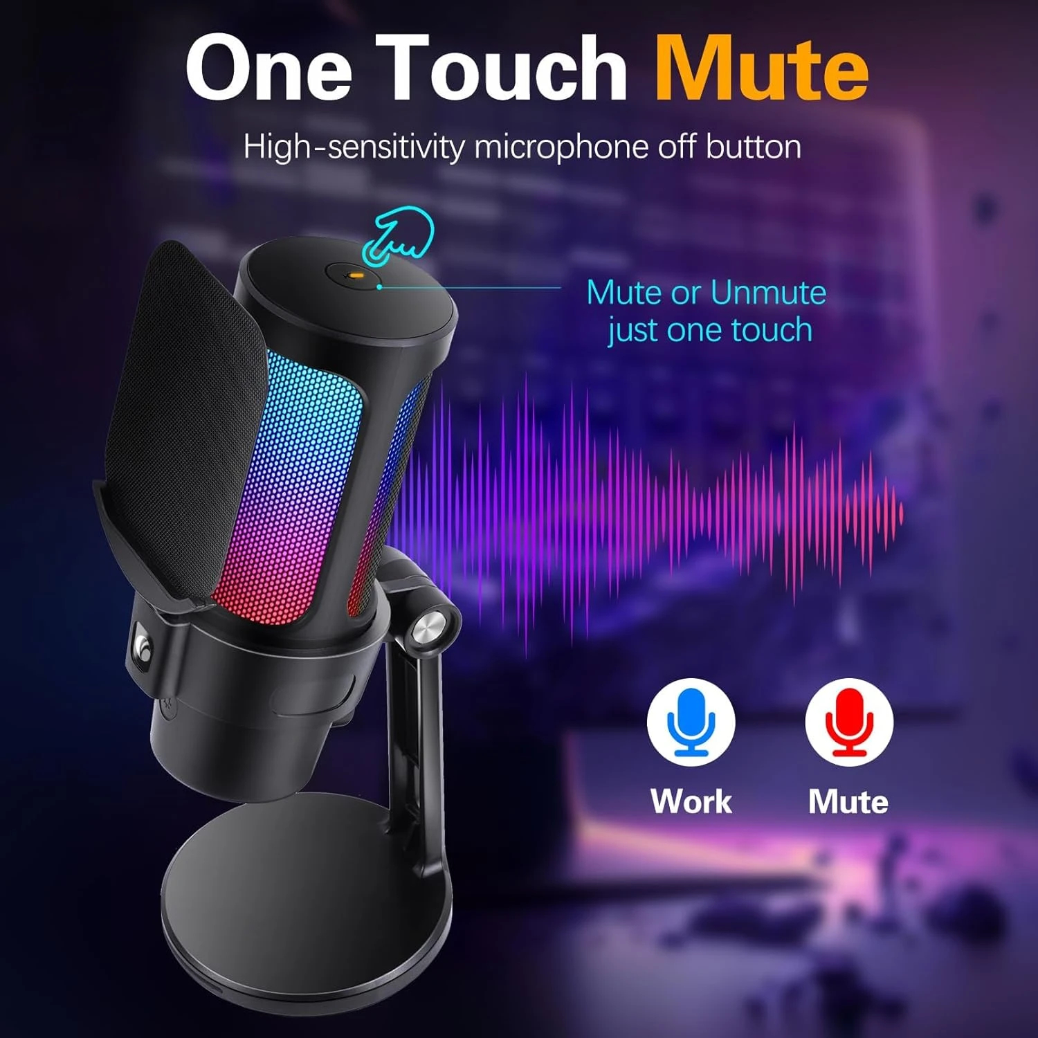 VCom Геймърски микрофон Gaming USB Microphone - VCOM-M902 Black - USB, RGB