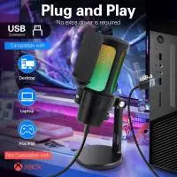 VCom Геймърски микрофон Gaming USB Microphone - VCOM-M902 Black - USB, RGB