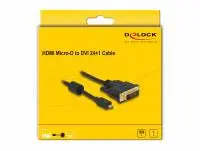 Delock Кабел micro HDMI мъжко към DVI-D мъжко, 1 m