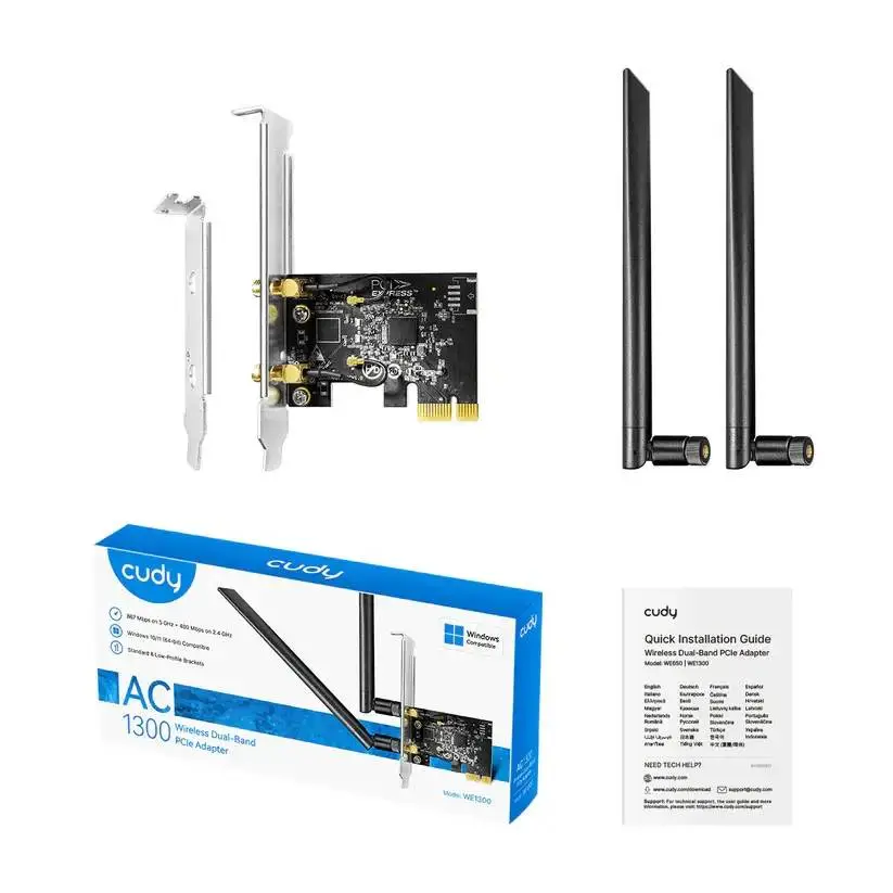 Tarjeta de red Cudy WE1300, Dual-Band PCI-e, 867 - 400 Mbps