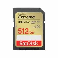 Карта памет SANDISK Extreme SDXC 512GB, UHS-I, Class 10, U3, V30