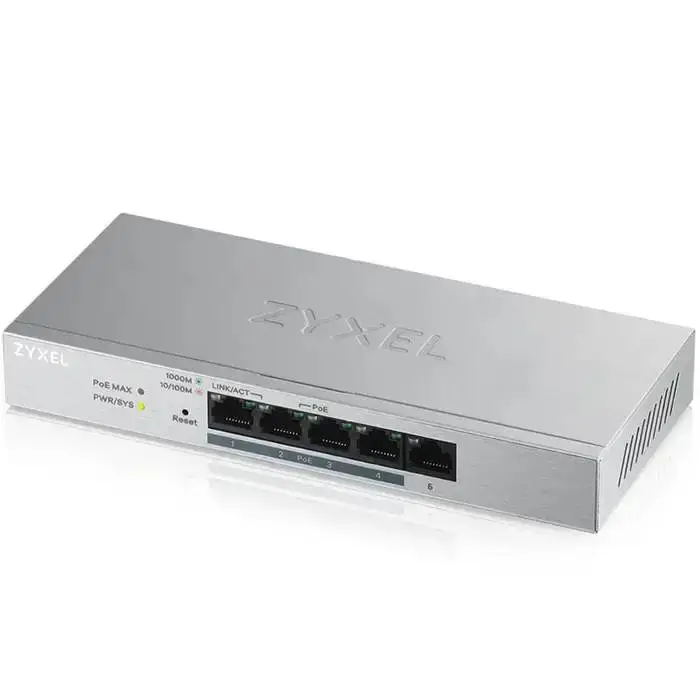 Коммутатор ZyXEL GS-1200-5HPV3, 5-портовый, Gigabit, PoE, Web Managed