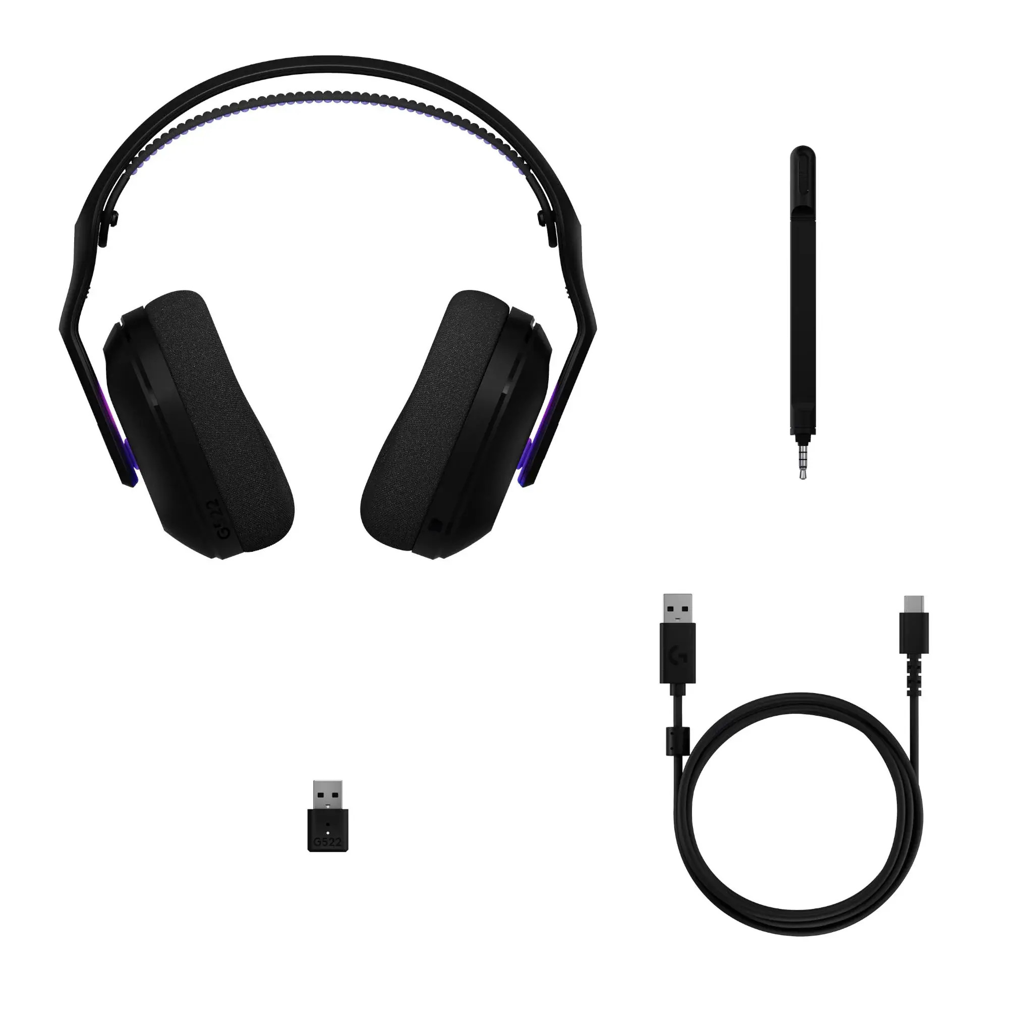 Ігрові навушники Logitech G522 Lightspeed Wireless RGB, Мікрофон, Чорні