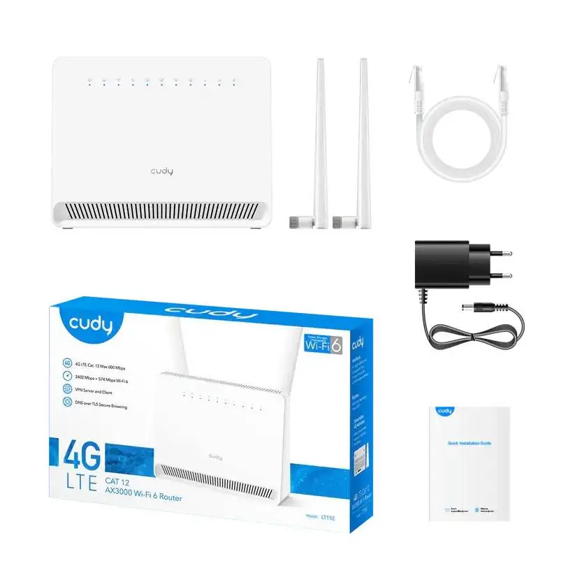 Безжичен рутер Cudy LT15E WiFI6, 4G LTE, AX3000, 4x 10/100/1000, 6 антени