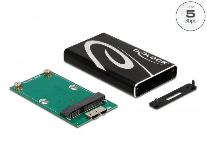 Външно чекмедже Delock 42027, За mSATA SSD, USB